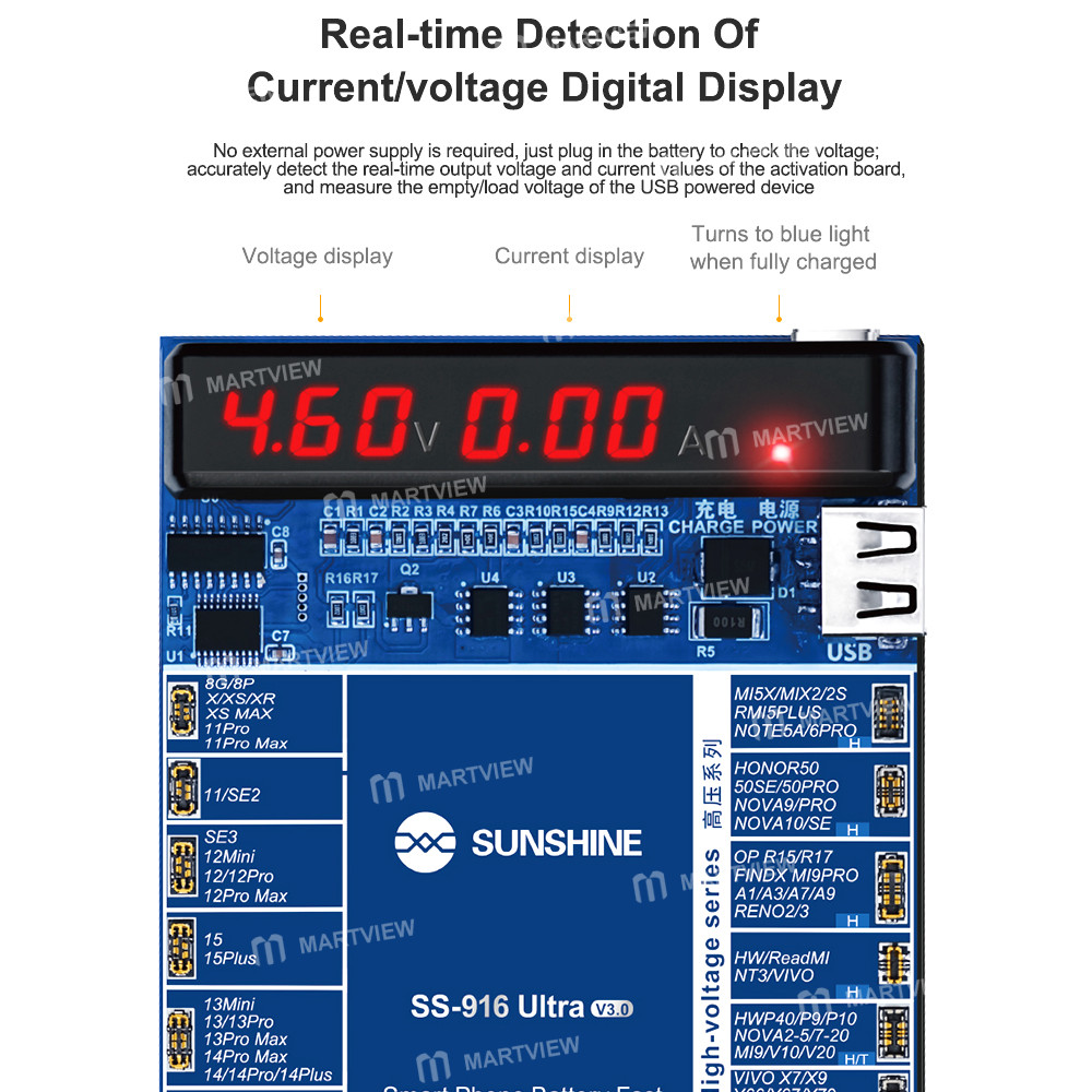 sunshine ss-916-ultra-v30-digital-display-charging-activation-board-for-iphone-6-to-17pro-max-androi