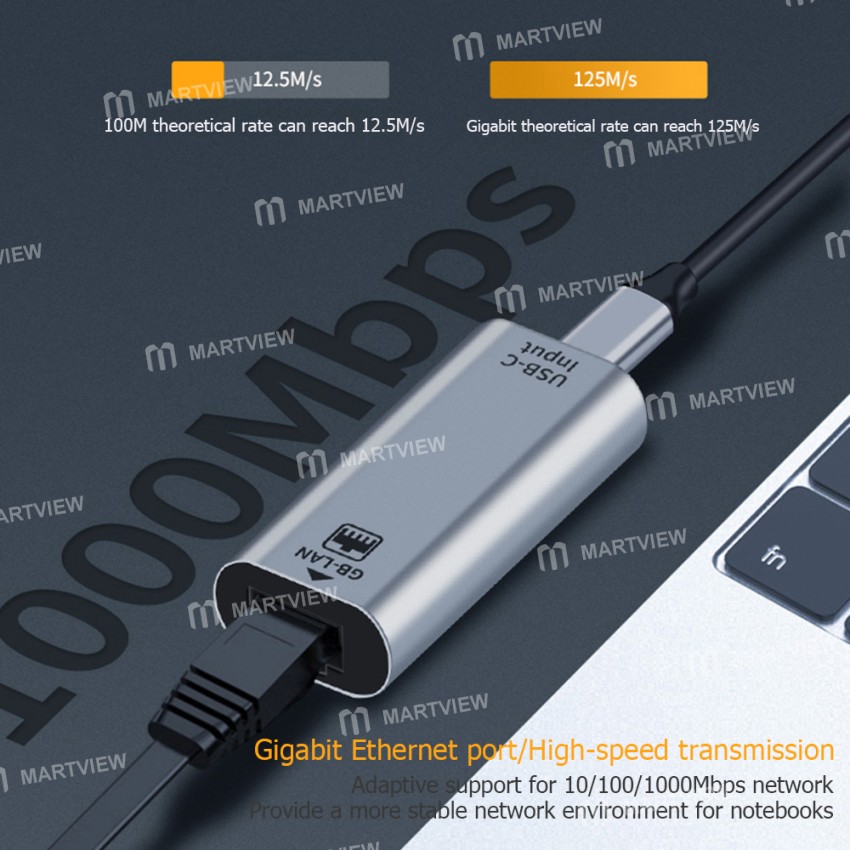 Type-C Female to RJ45 Female Gigabit Ethernet Adapter for PC/Laptop/Smartphone