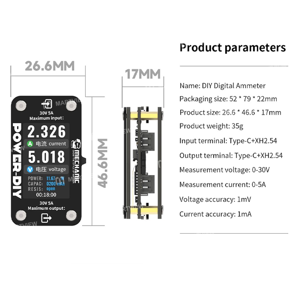 mechanic power-diy-30v-5a-multifunctional-diy-digital-ammeter-with-type-c-xh254-power-mode-11