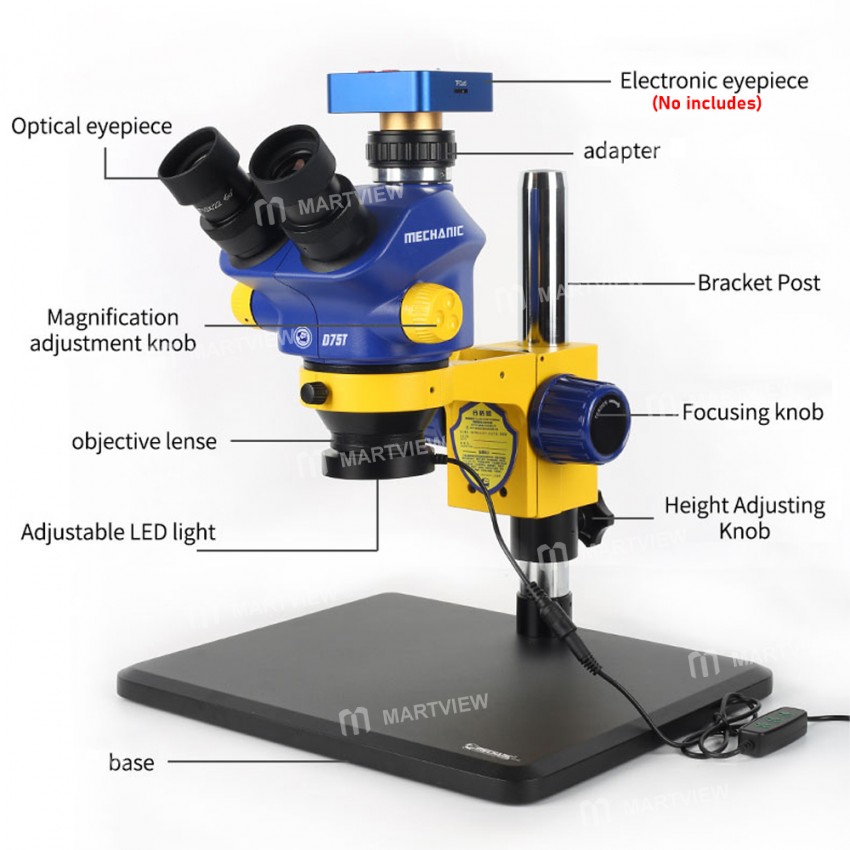 Mechanic D75T-B11 0.7-5.0X High Precision HD Trinocular Stereo Microscope for Phone Repair