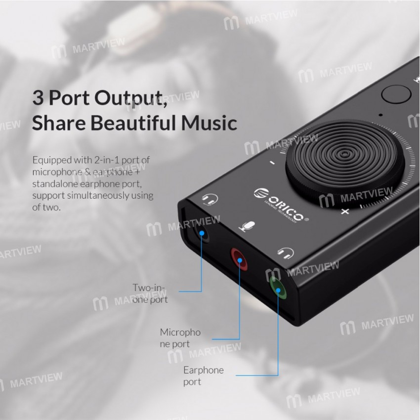 Orico SC2 Free Drive External USB Sound Card Stereo Audio Converter with Volume Adjustment