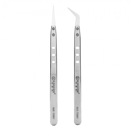 KGX-TC002 Insulation Nonmagnetic Ceramic Head Stainless Steel Tweezers for Mobile Phone Repair