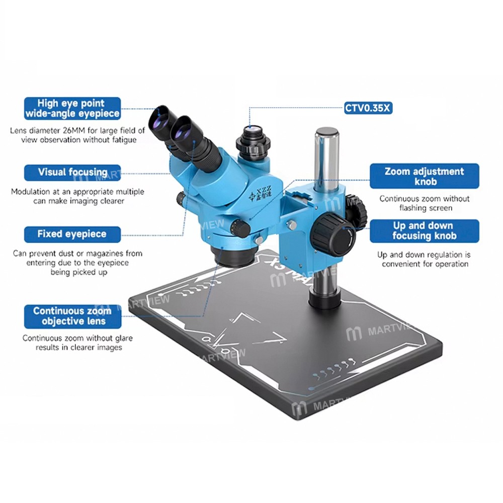 xinzhizao x3-max-7-45x-synchronous-zoom-trinocular-stereo-microscope-with-aluminum-alloy-base-13
