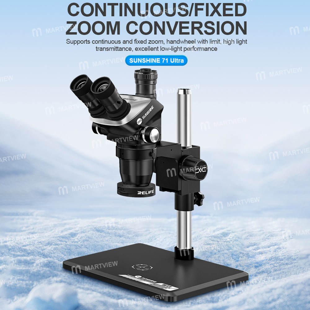 sunshine 71-ultra-b11-65-55x-continuous-fixed-zoom-conversion-trinocular-microscope-with-big-base-8