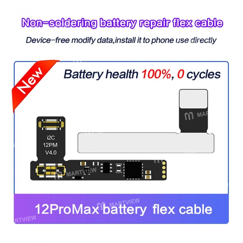i2c no-soldering-battery-capacity-efficiency-reset-modification-flex-cable-for-iphone-11-to-15pro-ma