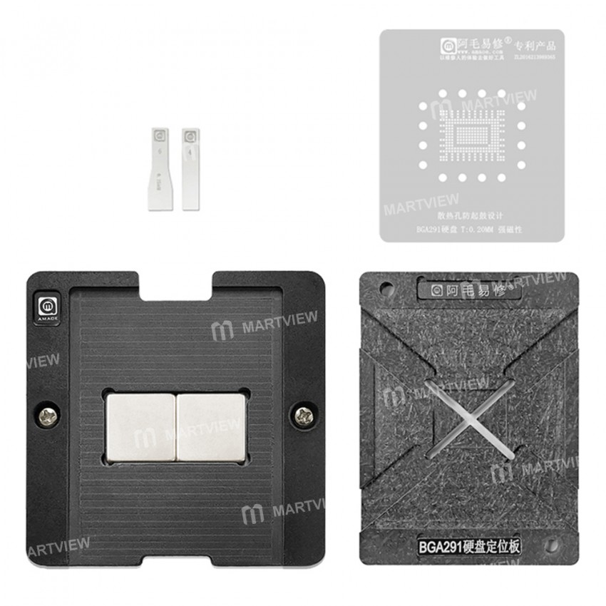 Amaoe 0.20mm BGA Reballing Stencil Platform Set for BGA291 Solid State Drive(SSD)