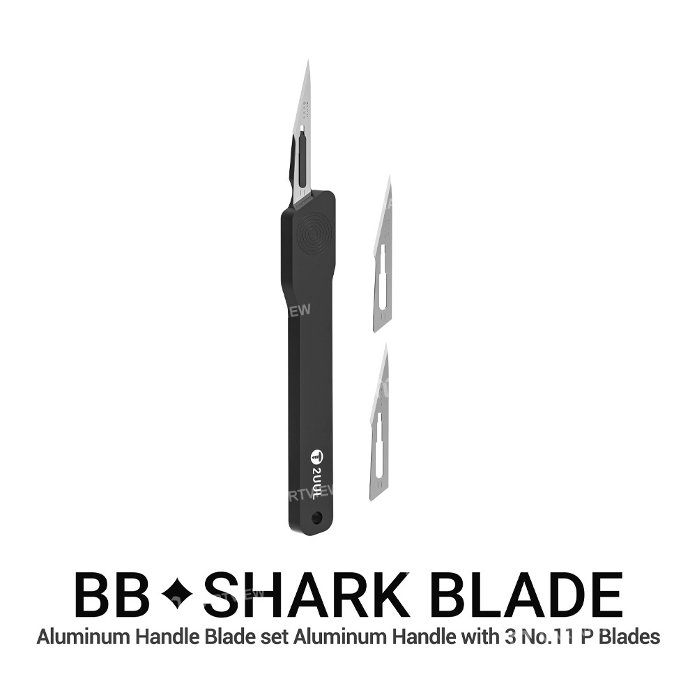 2uul bl11-bbshark-black-knight-aluminum-knife-handle-with-3pcs-no11-blades-2