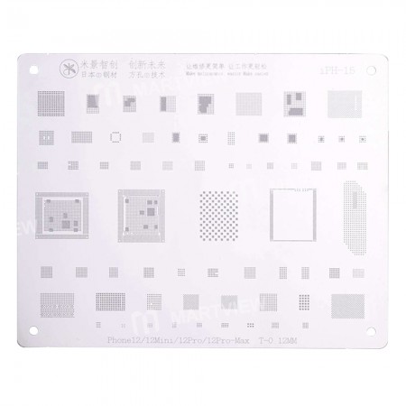 Mijing iPH-15 0.12mm BGA Square Holes Reballing Stencil for iPhone 12 / 12 Mini / 12 Pro / 12 Pro Max CPU