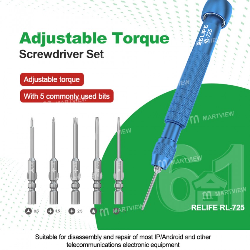 relife rl-725-adjustable-torque-screwdriver-set-with-5-commonly-used-bits-6