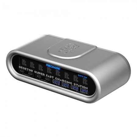 Mechanic E-Power Series Multiport LCD Display Fast Charging Station with 15W Wireless Charging