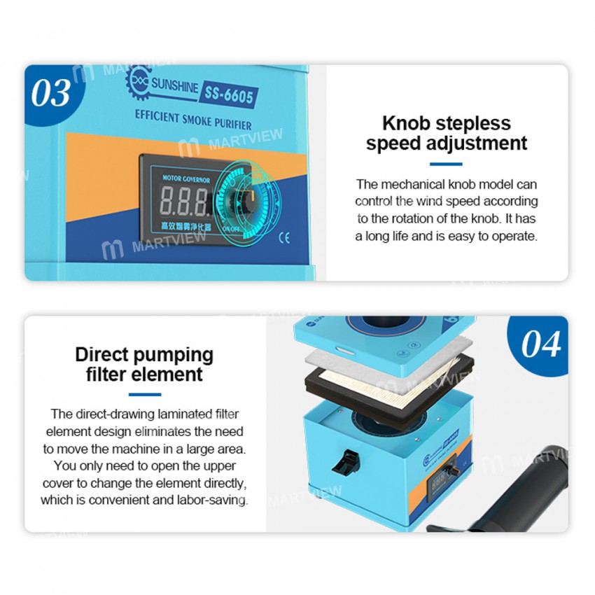 sunshine ss-6605-strong-suction-smoke-purifier-for-mobile-phone-pcb-welding-repair-13