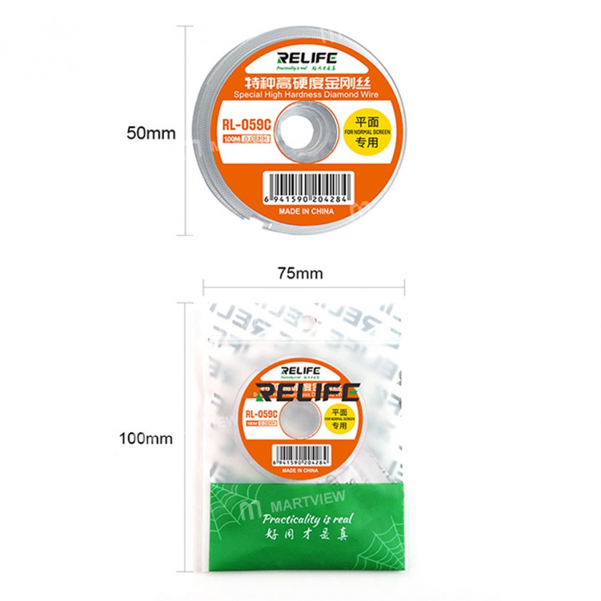 Relife RL-059A / 059B / 059C 100M Special High Hardness Diamond Wire for Touch LCD Screen Separating