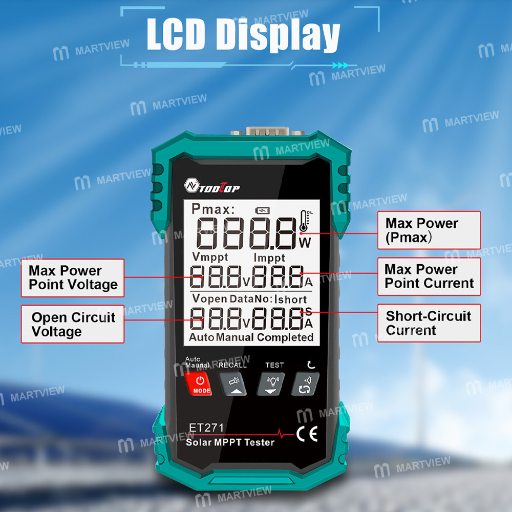 tooltop et721-rechargeable-digital-display-2000w-high-power-solar-mptt-tester-with-data-storage-func