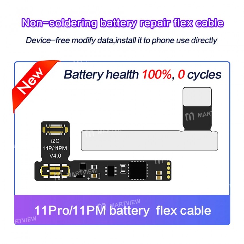 i2c no-soldering-battery-capacity-efficiency-reset-modification-flex-cable-for-iphone-11-to-15pro-ma