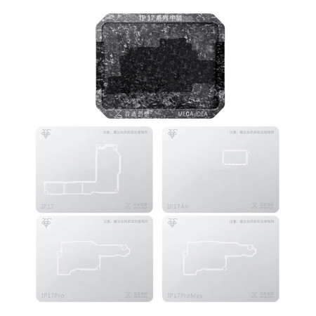 Mega-Idea Middle Layer BGA Reballing Stencil Tin Planting Platform Set for iPhone 17 / 17 Air / 17P / 17PM