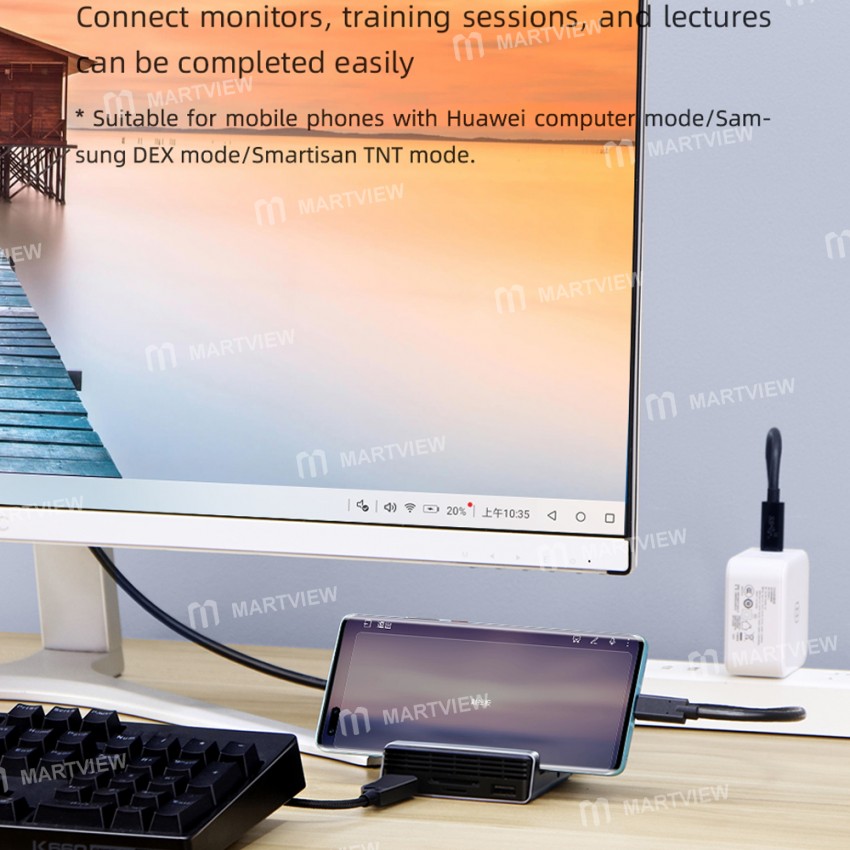 Hagibis 10-in-1 Type-C to 4K HDMI PD 100W Phone Holder Stand Docking Station