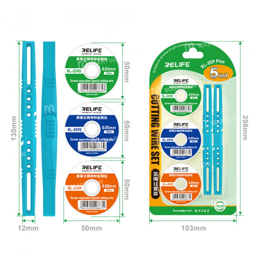 relife rl-059-plus-5-in-1-universal-lcd-oled-screen-separation-cutting-diamond-wire-set-1