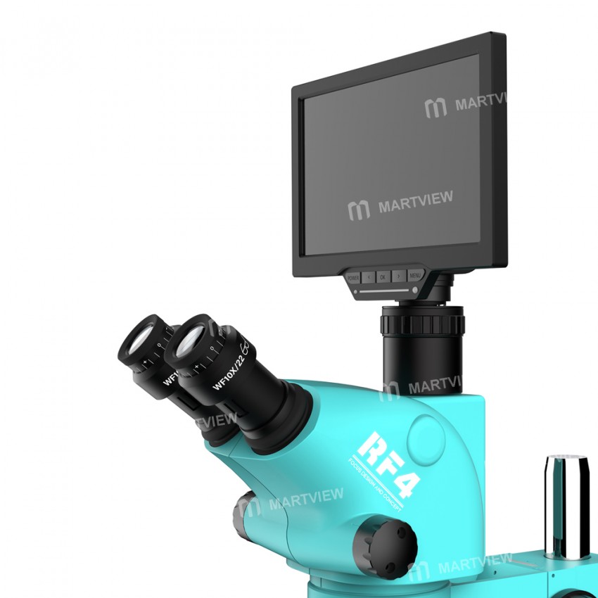 RF4 RF-6565TVD2-YS010W 6.5-65X Trinocular Zoom Stereo Microscope Workbench with 10-inch HD Monitor