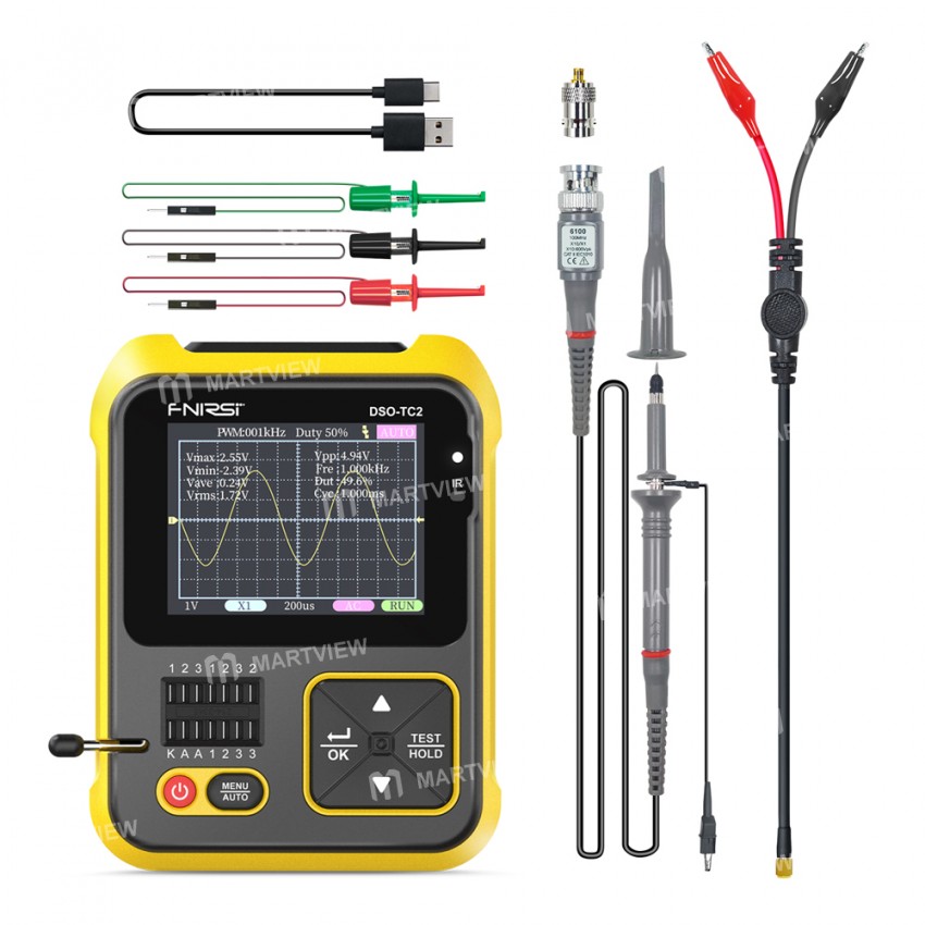 Fnirsi DSO-TC2 Portable 2-in-1 Multi-function Digital Oscilloscope Transistor Tester Multimeter