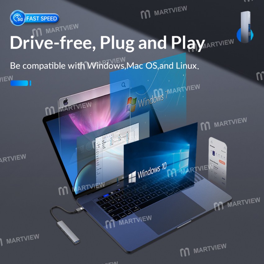 Orico AH-A13/AH-A12F Aluminum Alloy 4-Port USB 3.0 HUB OTG Adapter for Laptop/Desktop Computer
