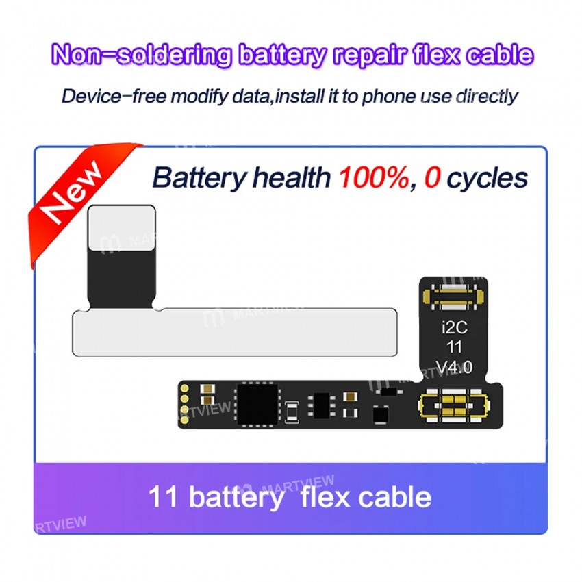 i2c no-soldering-battery-capacity-efficiency-reset-modification-flex-cable-for-iphone-11-to-15pro-ma