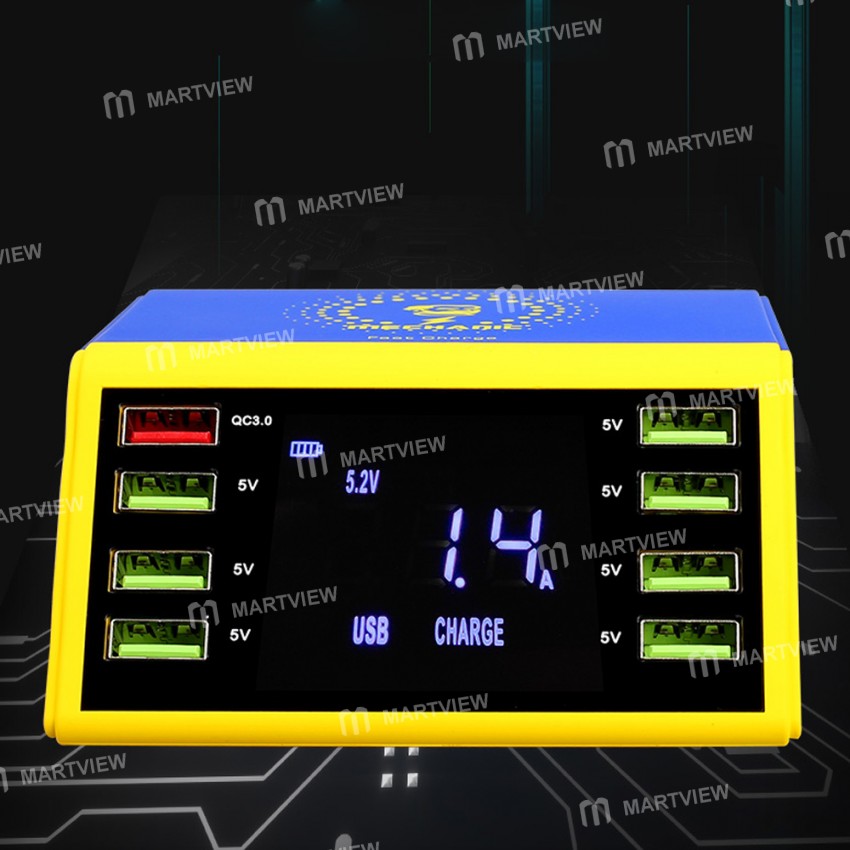 Mechanic iCharge8 LCD Digital Display Fast Charger 8 Port USB Charging Dock with Wireless Charger