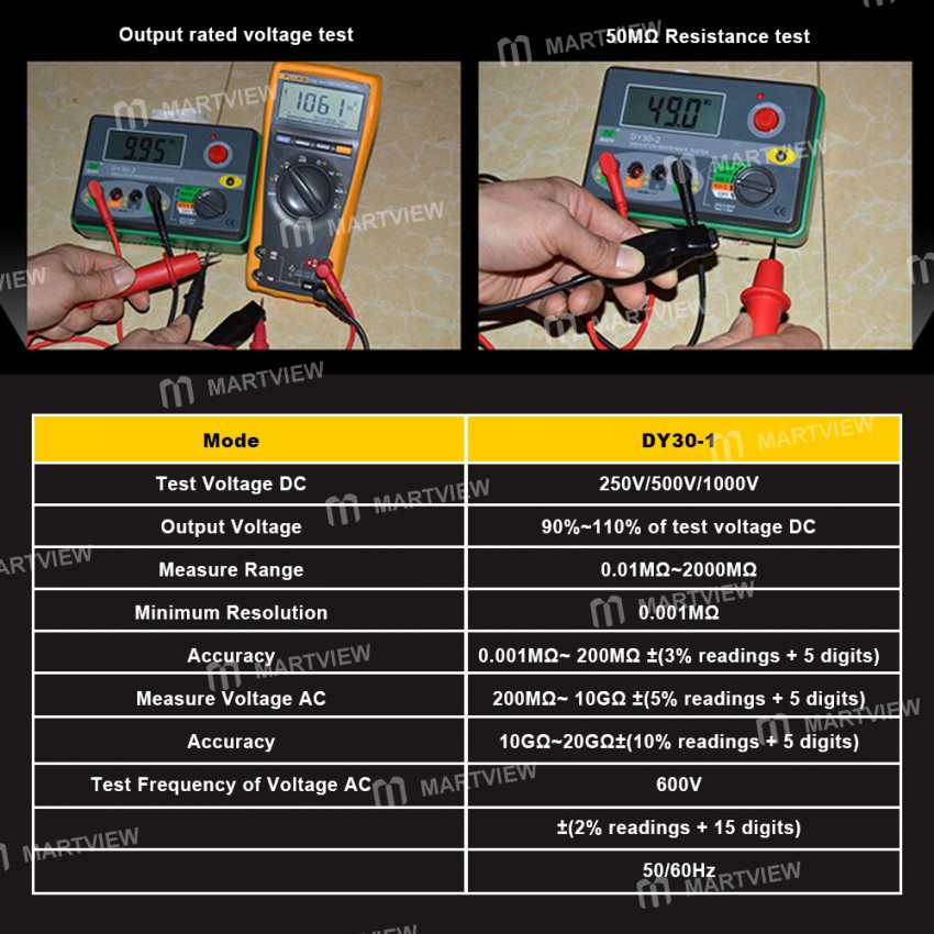 Duoyi DY30-1 1000V Max 2000M? High precision Digital Insulation Resistance Tester