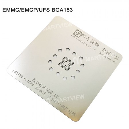 Amaoe 0.15MM EMMC EMCP UFS BGA153 BGA162 BGA169 BGA186 BGA221 BGA254 Reballing Stencil Plant Tin Steel Net
