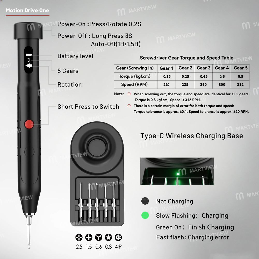utoolbe dls001-motion-drive-one-bionic-motion-sensing-electric-screwdriver-set-compatible-with-iphon