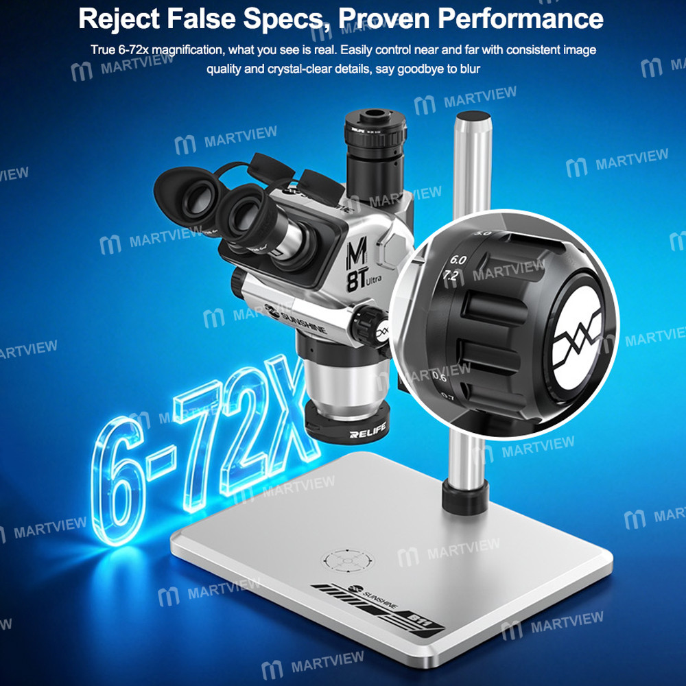 sunshine m8t-ultra-b11-6-72x-synchronous-zoom-trinocular-stereo-microscope-with-b11-big-base-8