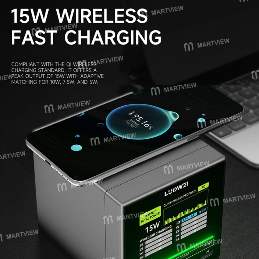 luowei lw-u1-140w-raptor-8-ports-usb-type-c-charger-station-with-wireless-charging-8