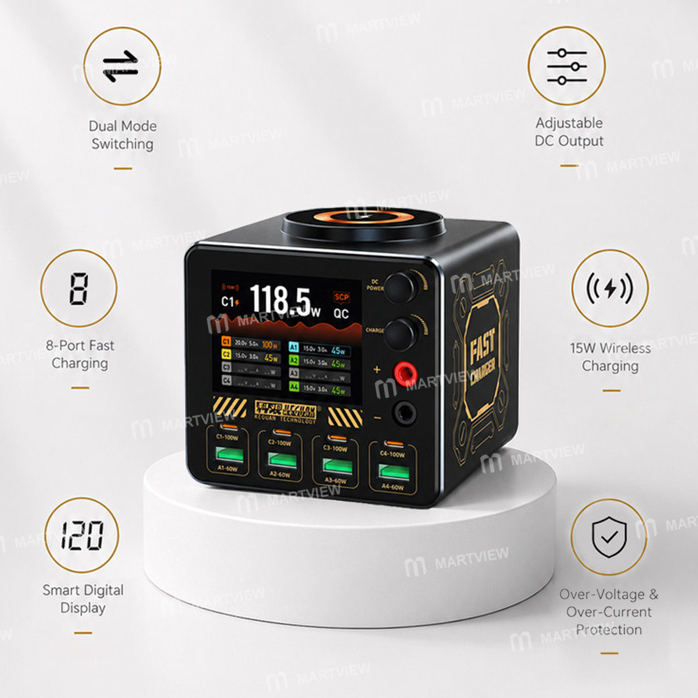keguan kg-d8-pro-dual-mode-dc-power-supply-fast-charging-station-supports-15w-wireless-charging-2