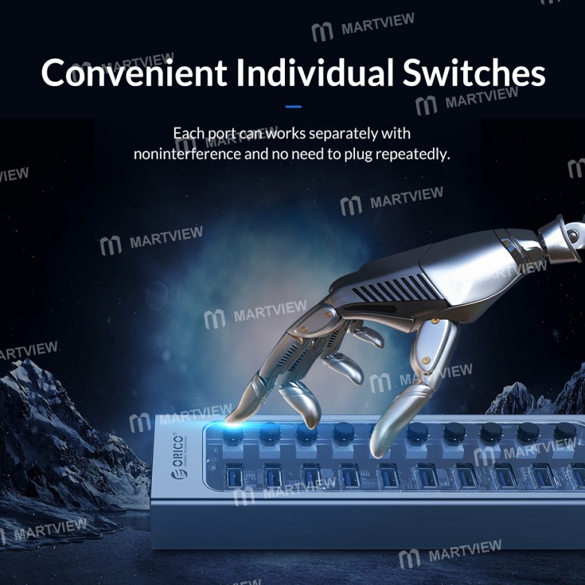 Orico AT2U3 Series 5Gbps USB-A 3.0 Multiport Splitter Extender HUB with Individual Switches