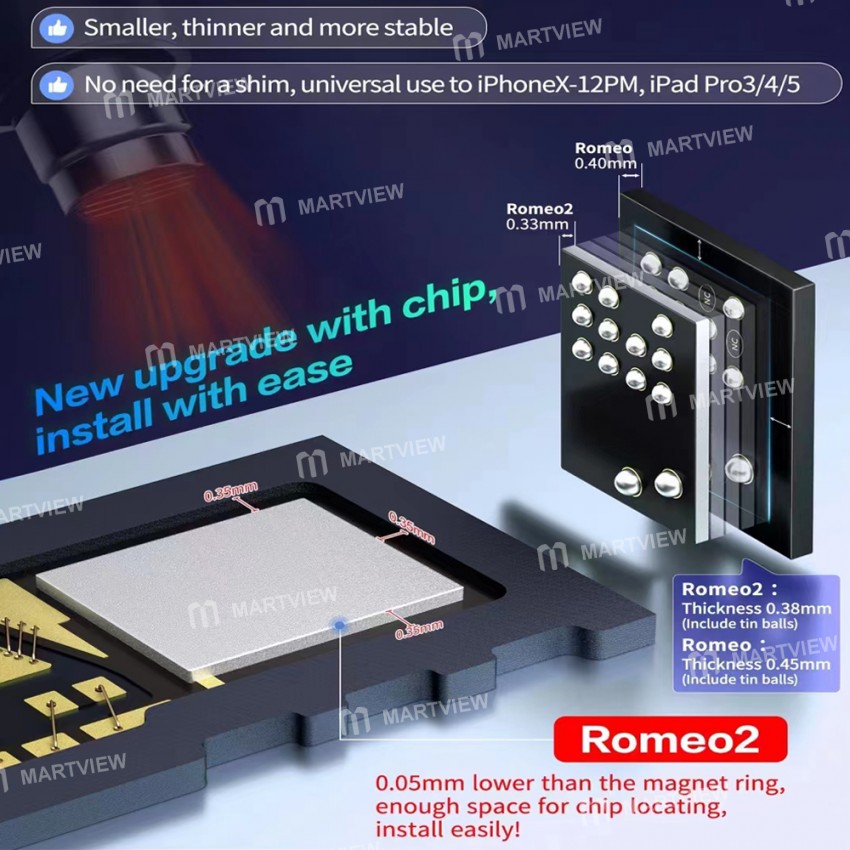 jcid romeo2-face-id-chip-for-iphone-ipad-pro-dot-projector-repair-3