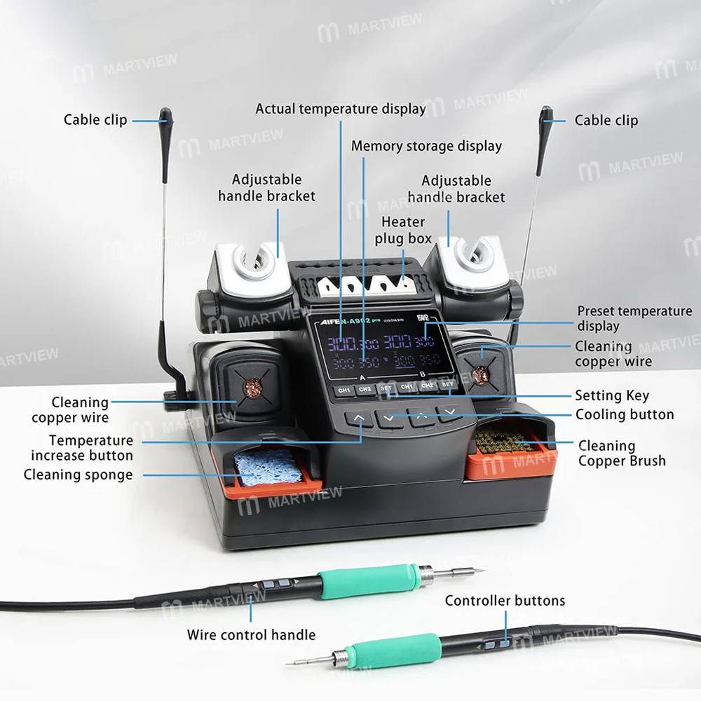 aifen a902-pro-c115-c210-c245-double-station-welding-rework-station-for-pcb-soldering-repair-11