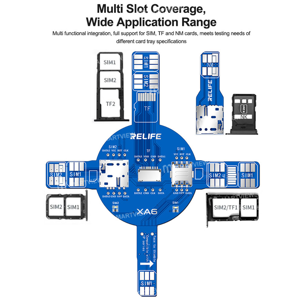 relife xa6-dual-card-signal-test-board-for-iphone-android-sim-tf-nm-card-reading-faults-11