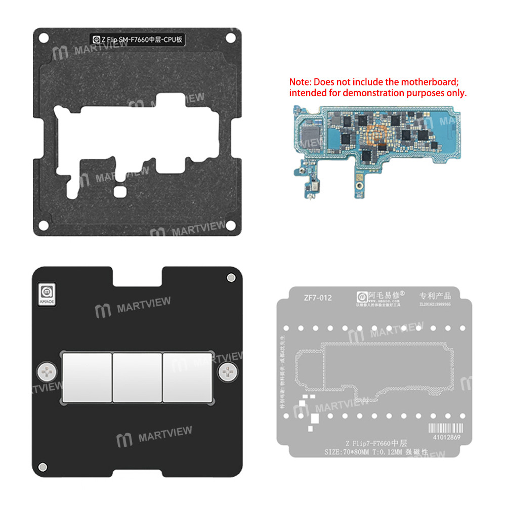 amaoe 012mm-middle-layer-bga-reballing-stencil-tin-planting-platform-set-for-samsung-z-flip-7-f7660-