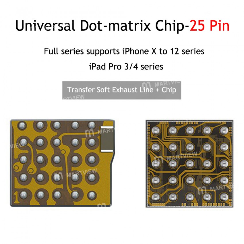 JCID 25-pin Universal Dot-matrix Chip Supports iPhone X-12 Series/iPad Pro 3/4 Series