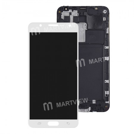 TFT LCD Display Touch Screen Digitizer Assembly Replacement for Samsung Galaxy J7 2015 J700F with Frame - White