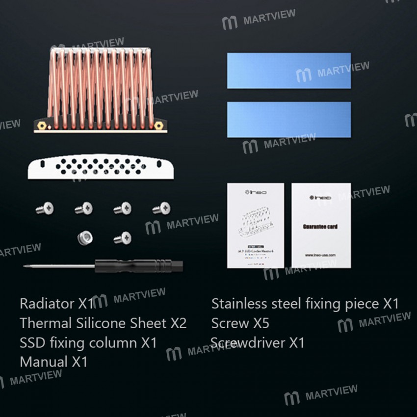 Double-sided Solid Composite Copper Tube Radiator with Thermal Pad compatible for 2280 NVMe M.2 SSD