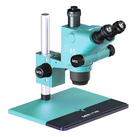 MaAnt R65 Blue Edition 6.5-65X Synchronous Zoom Trinocular Stereo Microscope with Big Base
