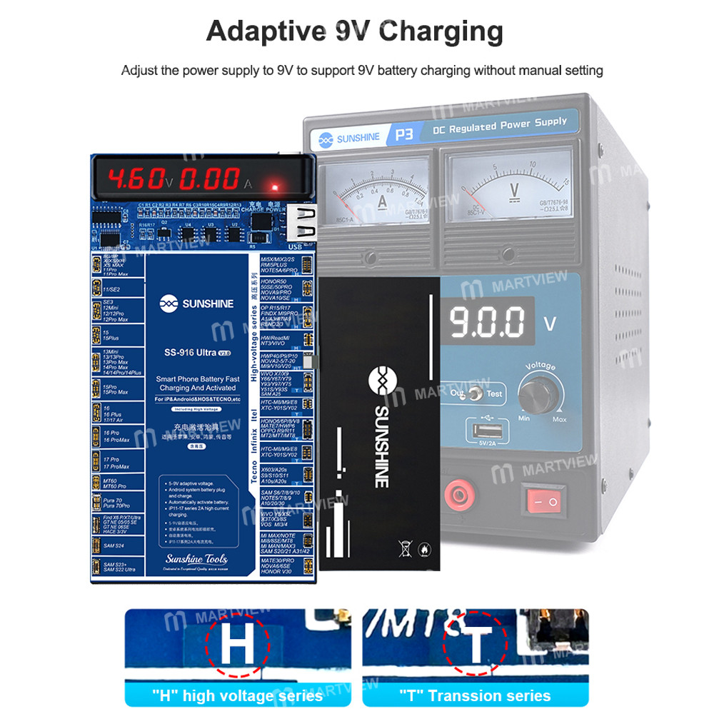 sunshine ss-916-ultra-v30-digital-display-charging-activation-board-for-iphone-6-to-17pro-max-androi