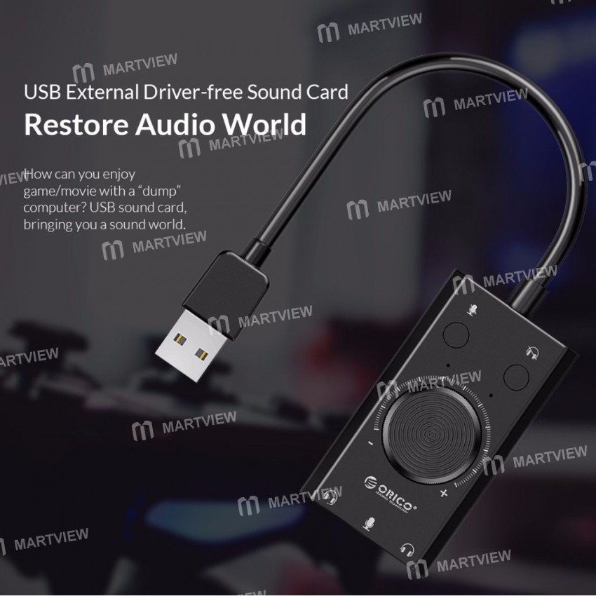 Orico SC2 Free Drive External USB Sound Card Stereo Audio Converter with Volume Adjustment