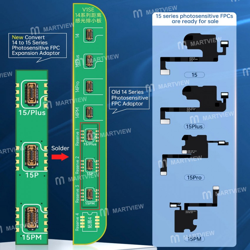 jcid v1se-v1s-pro-convert-iphone-14-to-15-series-photosensitive-fpc-expansion-small-board-3
