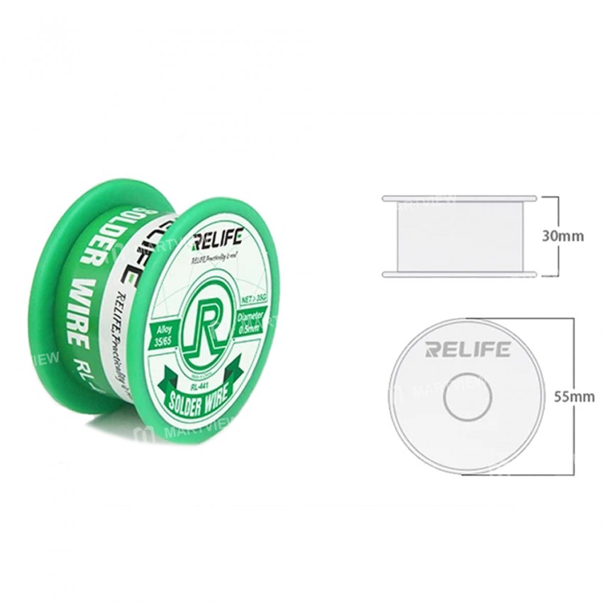 Relife RL-441 / 442 High Purity 0.3 / 0.4 / 0.5 / 0.6mm Medium Temperature Active No-clean Tin Wire