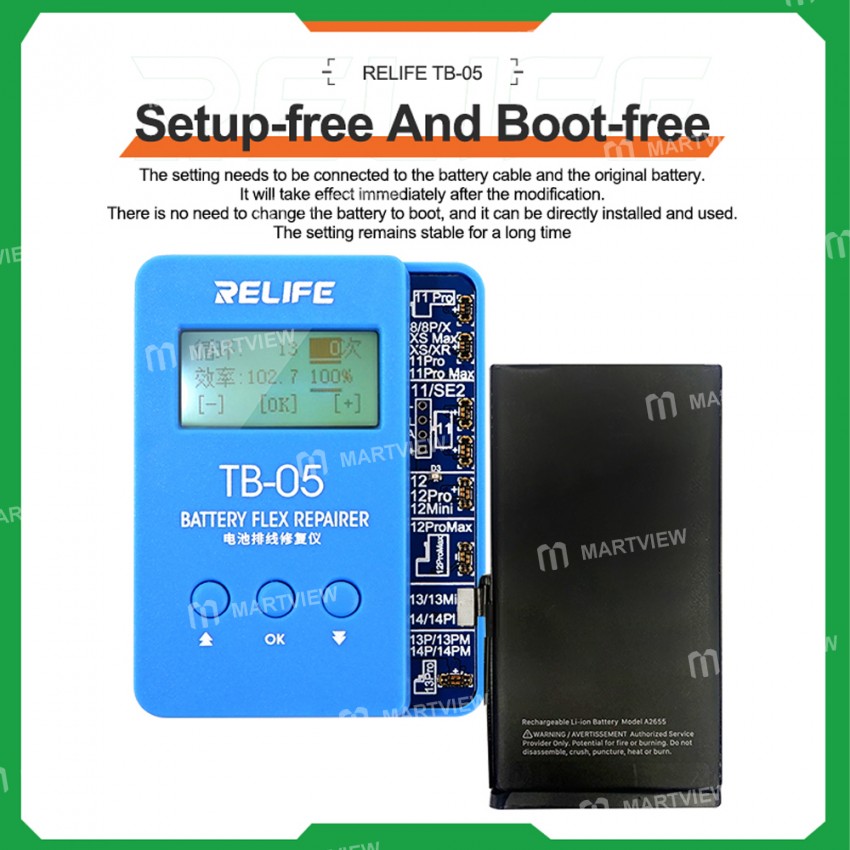 relife tb-05-battery-repair-instrument-for-iphone-8-to-14pro-max-battery-data-cycles-recovery-12