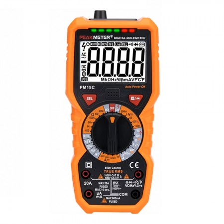 PEAKMETER PM18C True RMS Digital Multimeter with Capacitance / Frequency / Temperature Test