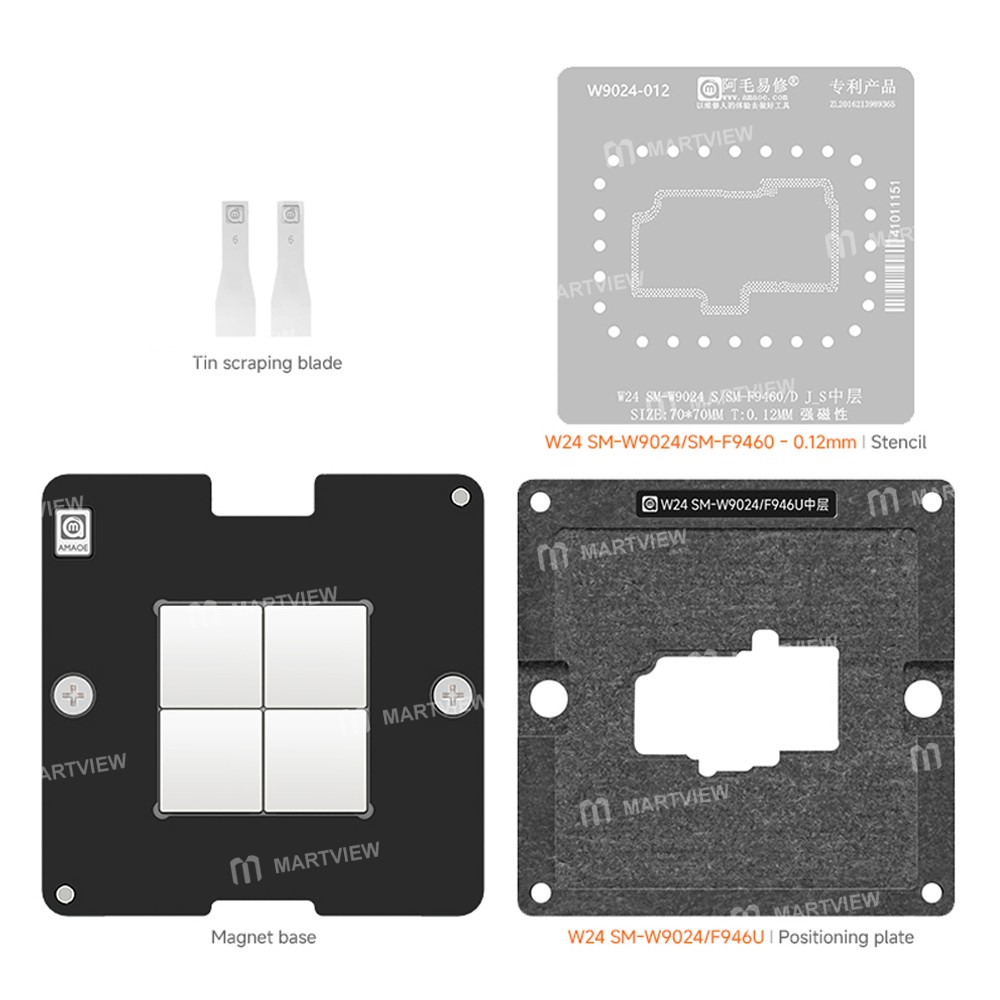 amaoe sm-w9024-sm-f9460-middle-layer-bga-reballing-stencil-platform-set-for-samsung-w24-z-fold5-5
