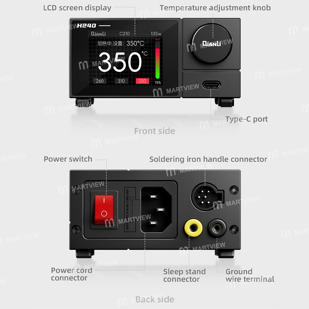 qianli h240-smart-240w-high-power-digital-soldering-station-compatible-with-c115-c210-c245-handles-9