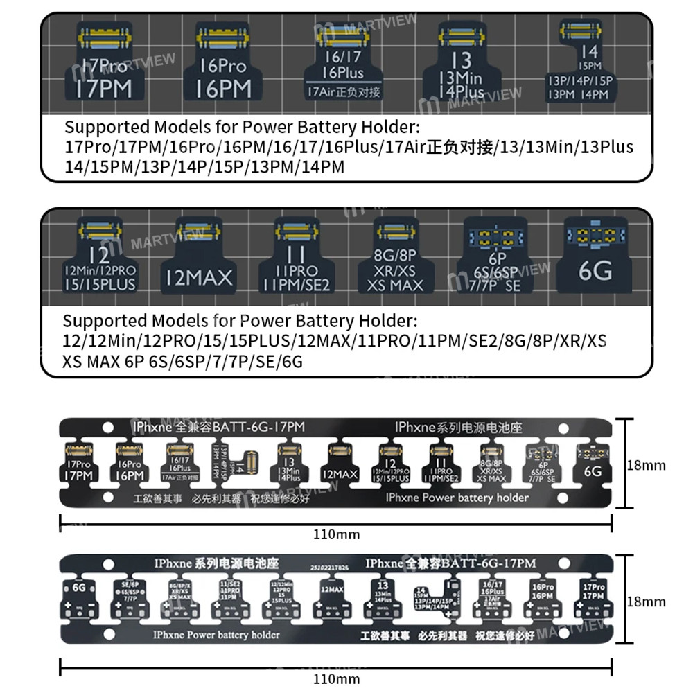 wl iphone-series-motherboard-pcb-power-battery-holder-for-iphone-6g-to-17pro-max-7